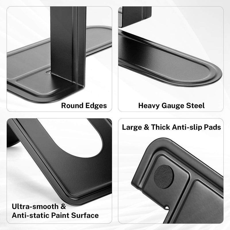 MaxGear Premium Matte Painted Book Ends  Heavy Duty & Sturdy Bookends for Shelves  Office Non-Skid Metal Book End  Book Stopper for Books/CDs/DVDs  6 x 4.6 x 6 in  Black (2 Pairs/4 Pieces  Large) - Image 3